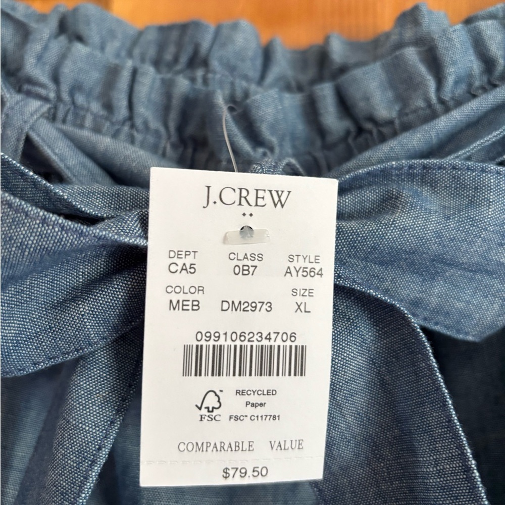 J. Crew Denim Chambray Skirt with Belt loops and self fabric belt. - Picture 4 of 6